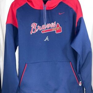 Nike Blue and Red Braves Hoodie